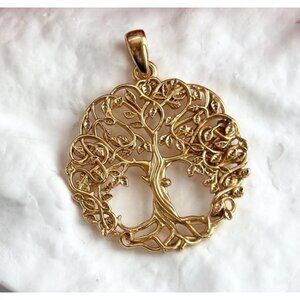 Tree of Life Celtic Gold Plated Over Sterling Silver 925 Vintage Pendant | Charm